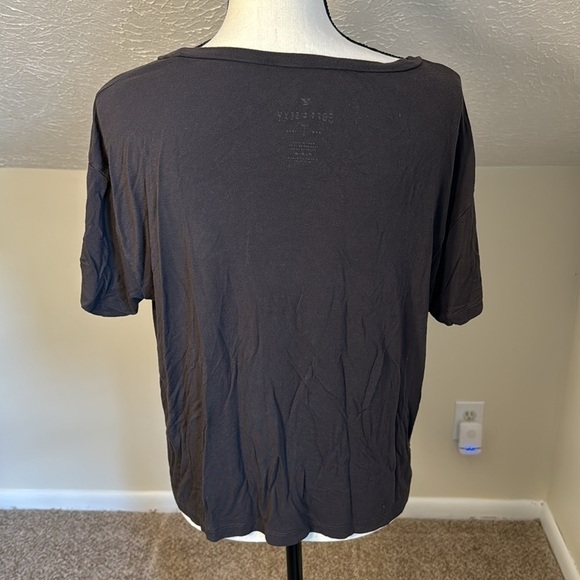 American Eagle Women Gray Soft & Sexy Pretty Cool Short Sleeve T-Shirt Top Sz M - Picture 3 of 5
